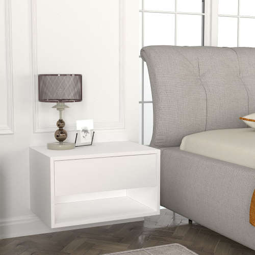 Hazlo Sone Nightstand Bedstand Side Table With Drawer - White