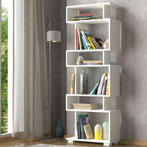 Hazlo Blok Bookcase 6 Shelves Cube Bookshelf Display White