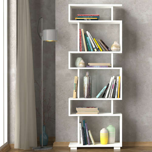 Hazlo Blok Bookcase 6 Shelves Cube Bookshelf Display White