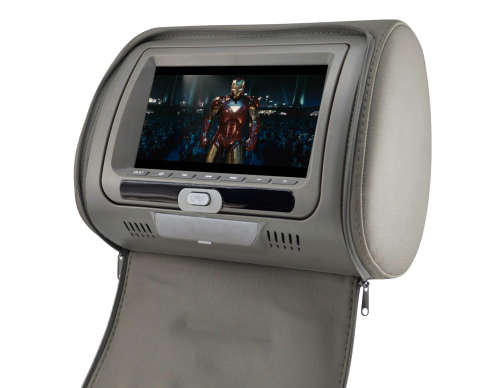 Dakoyo Unversal 2x7` LCD Car Pillow Headrest Monitors w/ DVD Player - Grey