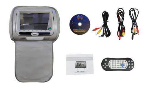 Dakoyo Unversal 2x7` LCD Car Pillow Headrest Monitors w/ DVD Player - Grey