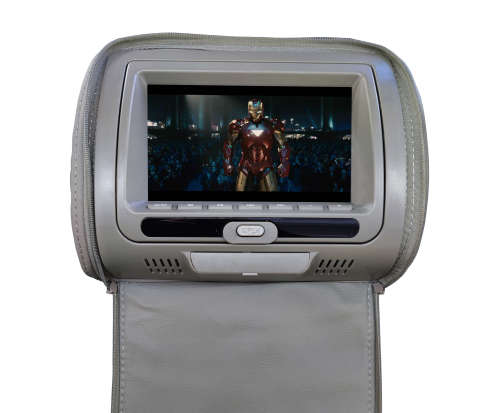 Dakoyo Unversal 2x7` LCD Car Pillow Headrest Monitors w/ DVD Player - Grey