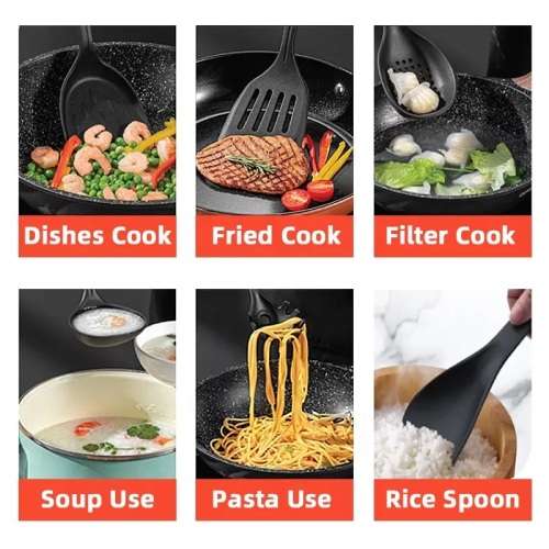 Alpine Gray 19 Piece Iron Non Stick Cookware Pot set - Black