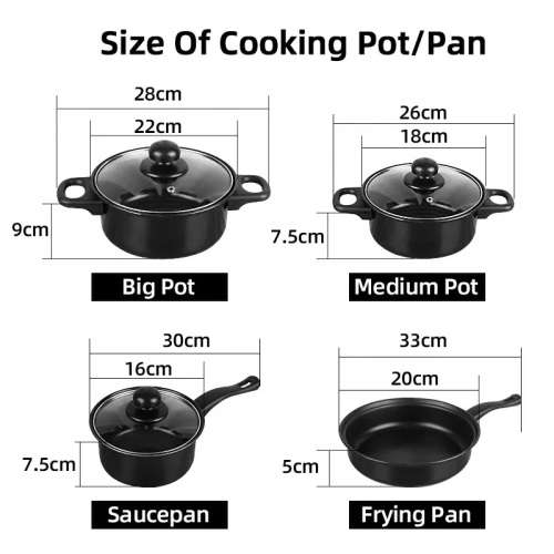Alpine Gray 19 Piece Iron Non Stick Cookware Pot set - Black