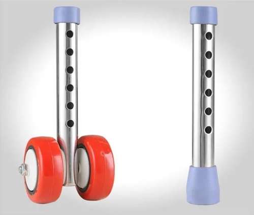 Geosine Adult Assist Walker Frame Height Adjustable w/ Wheels - Stainless Steel