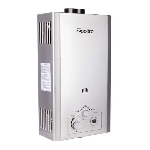 Zooltro Indoor Outdoor Instant LP Gas Water Heater w/ LCD Display  12l - Silver