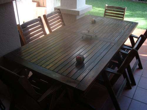 8 seater solid wood table with 6 chairs