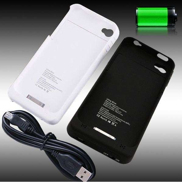 1900mAh External backup Battery / Power Bank Case for iPhone 4/4s **BLACK/WHITE**
