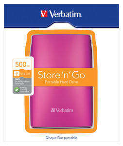 verbatim Portable Hard Drive 500GB USB 2.0 Colour Edition hot pink