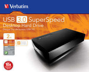 verbatim 2TB external hard drive 3.5" USB 3.0 (up to 10x faster than normal USB) only R 999