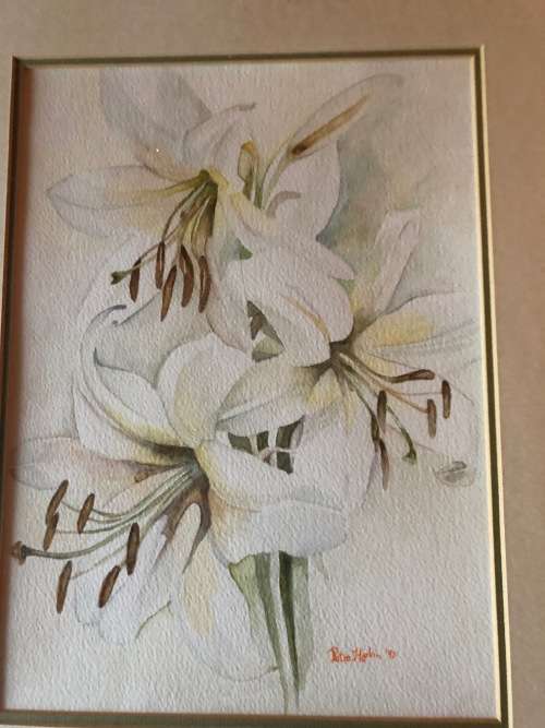 Large original soft flower water collour painting