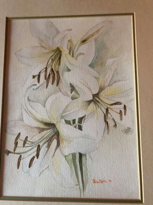 Large original soft flower water collour painting
