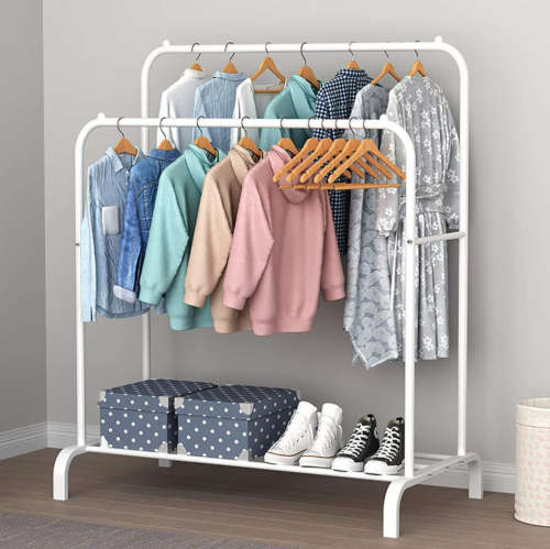 Double Pole Clothes Rail With Shoe Rack