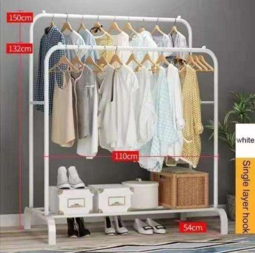 Double Pole Clothes Rail With Shoe Rack