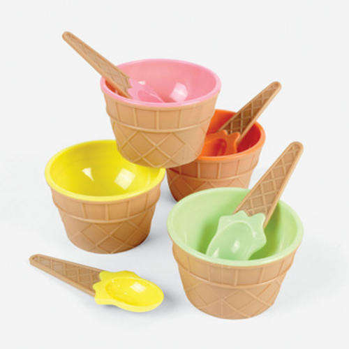 Set Of 4 Ice Cream Bowls With Spoons