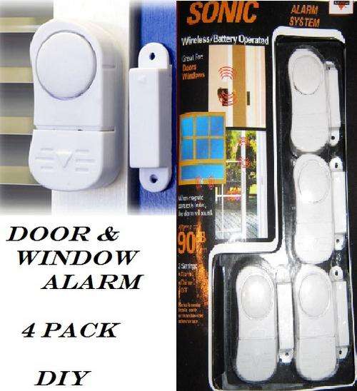 DIY WIRELESS DOOR AND WINDOW ALARM SYSTEM   (4 PACK)