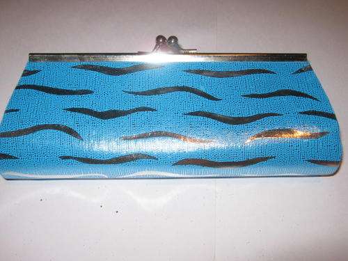 STUNNING BLUE AND SILVER GLIMMER  CLUTCH BAG