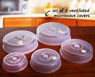 Ventilated Nesting MICROWAVE COVERS -----Set of 5