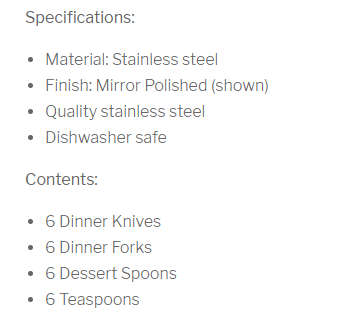 24 PIECE STAINLESS STEEL CUTLERY SET