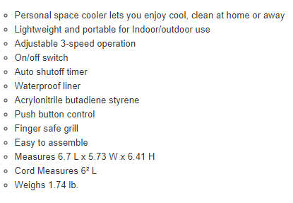 ARCTIC AIR ULTRA / EVAPORATION AIR COOLER / 3 SPEEDS / LIGHTWEIGHT / COOLS HUMIDIFIES PURIFIES