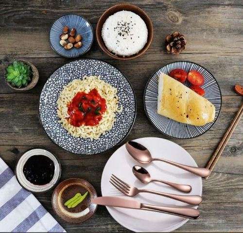 24 PIECE STAINLESS STEEL CUTLERY SET  ROSE GOLD IN COLOUR