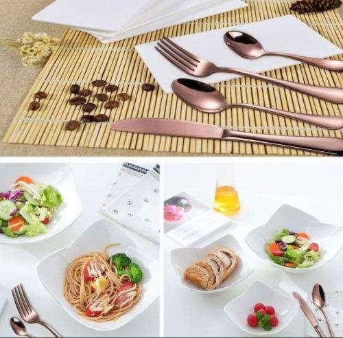 24 PIECE STAINLESS STEEL CUTLERY SET  ROSE GOLD IN COLOUR