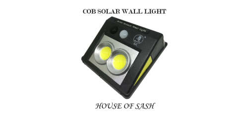 COB SOLAR WALL LIGHT / 3 SETTINGS / MOTION SENSOR / IP65 WEATHER PROOF