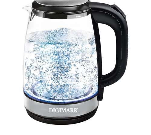 2L DIGIMARK GLASS KETTLE  LED BLUE ILLUMINATION