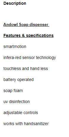 AUTOMATIC SOAP DISPENSER, SANITIZER, NON TOUCH