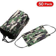 GREEN CAMO DISPOSABLE FACE MASKS