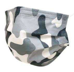 GREY CAMO DISPOSABLE FACE MASKS