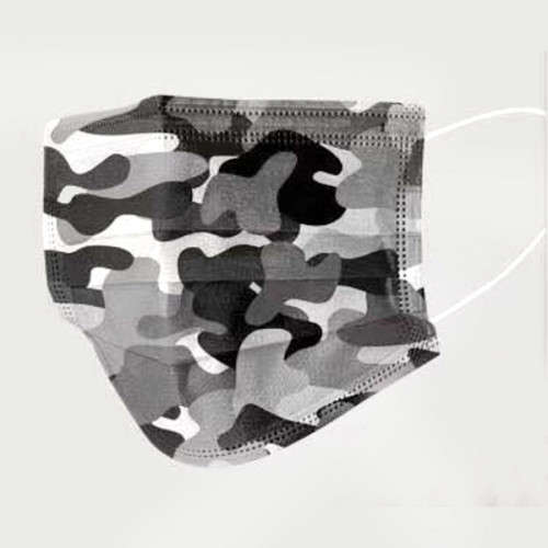 GREY CAMO DISPOSABLE FACE MASKS