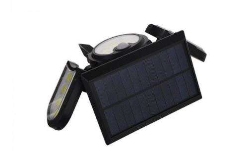 140 COB SOLAR WALL LIGHT WITH REMOTE, 3 ADJUSTABLE HEADS, 3 SETTINGS