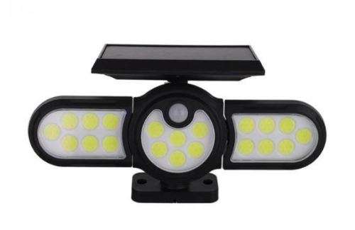 140 COB SOLAR WALL LIGHT WITH REMOTE, 3 ADJUSTABLE HEADS, 3 SETTINGS
