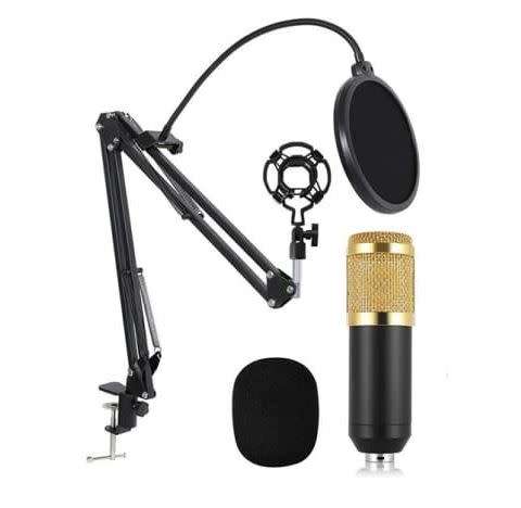 Condenser Microphone - Mic Kit for Studio Recording and Podcast - Includes a sound card
