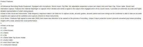 Condenser Microphone - Mic Kit for Studio Recording and Podcast - Includes a sound card