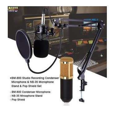 Condenser Microphone - Mic Kit for Studio Recording and Podcast - Includes a sound card