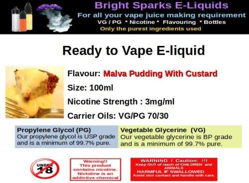 Vape Juice -  Malva Pudding With Custard