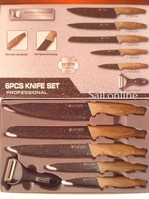 Professional 6 Pcs Knife set Stainless steel blades with Non-stick coating