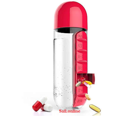 NEW 3 IN 1! Water Bottle + Pill Organizer + Cup