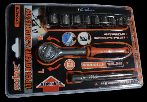 Brand New Stainless Steel 11 Piece Ratchet and Socket set