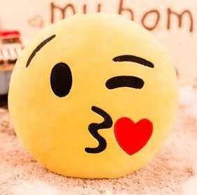 Emoji Blowing Kiss Emoticon 30 CM Round Cushion Pillow *Free Shipping*