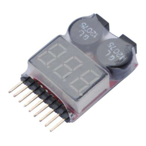 1 - 8 cel Li-po Voltage Tester with Buzzer Alarm