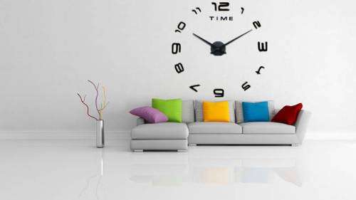 *LOCAL STOCK* Luxury Large 3D Wall Number Clock Modern Living Room DIY Home Art Design Black