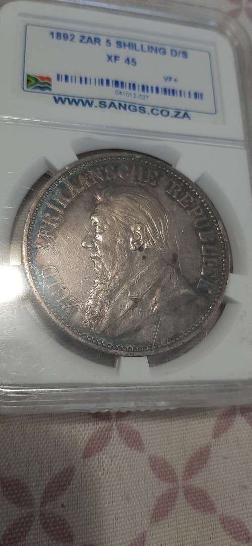 1892 Double shaft Five shillings graded XF45-VF+