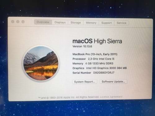 Apple MACBOOK Pro 13 Early 2011