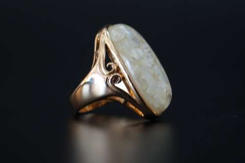 *R1 Auction* Rose Gold Oval Ring with Natural Gemstone size 7