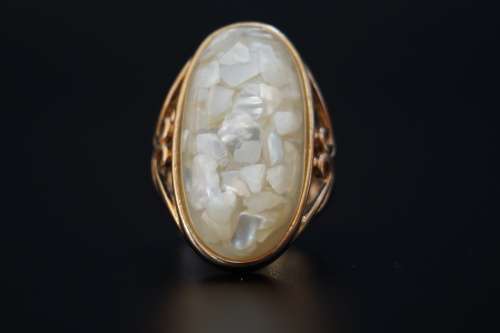 *R1 Auction* Rose Gold Oval Ring with Natural Gemstone size 7