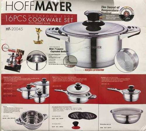 HOFF MAYER 16 Pieces Stainless Steel Cookware Set (READ DESCRIPTION)