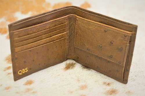 Ostrich leather men`s wallet (Brown)